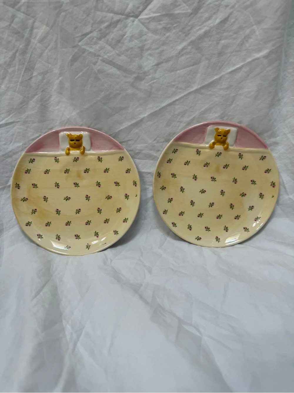 NWT Urban Outfitters Pink and Yellow Lana Patterned Dinner Plate Set of 2
